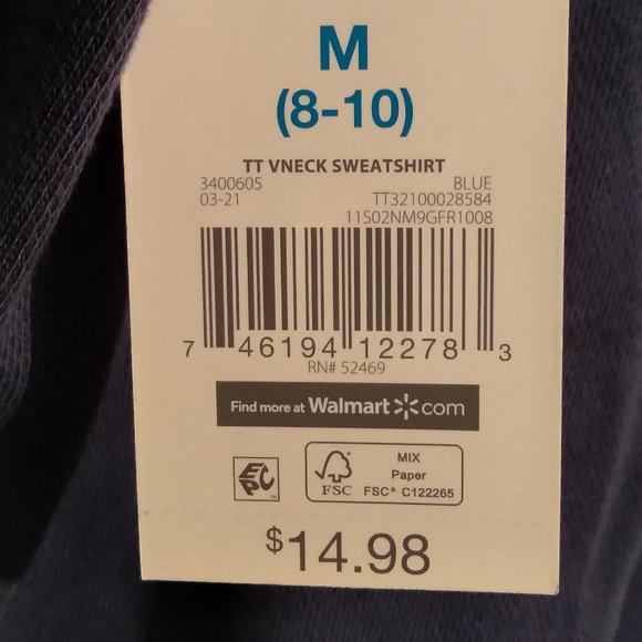 Time and Tru Women's M Blue V-Neck Sweatshirt - Picture 4 of 6
